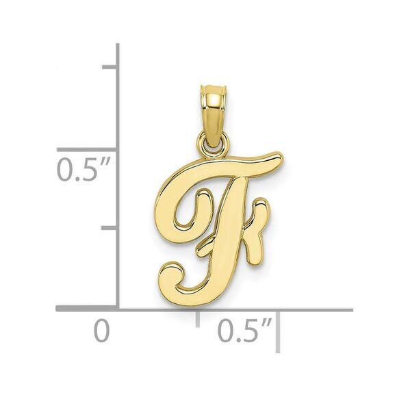 10K Yellow Gold Polished F Script Initial Charm - Picture 3 of 9